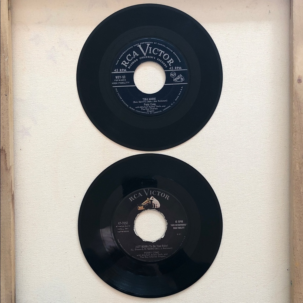 Perry Como Vinyl 45 Records Tina Marie/Round And Round and Just Born/Ivy Rose